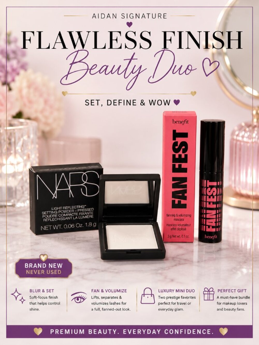 NARS Light Reflecting Setting Powder & Benefit Fan Fest Mascara Makeup Duo